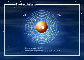 Diagrama de un átomo de Protactinium. vector