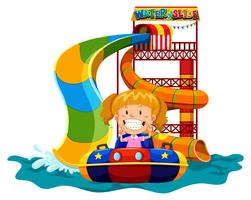 Girl playing on water slide vector