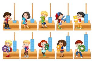Set of children holding number  vector