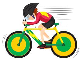 Cyclist riding on mountain bike vector