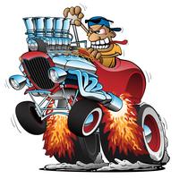 Highboy Hot Rod Race Car Cartoon Vector Illustration