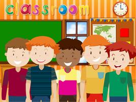 Boys standing in classroom vector