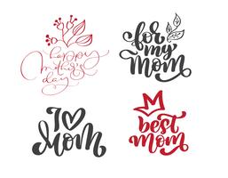 feliz día de las madres conjunto Letras de letras dibujadas a mano. Vector diseño de impresión de camiseta o postal, mano dibujado vector plantillas de diseño de texto caligráfico, frase aislada sobre fondo blanco