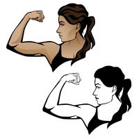 Mujer fitness mujer flexionando brazo ilustración vector