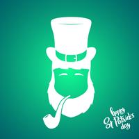 Retrato de la silueta Leprechaun con pipa de fumar. vector