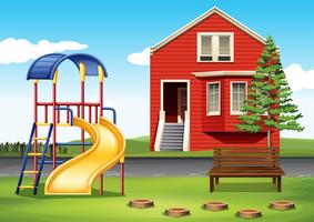 Playground in front of the house vector