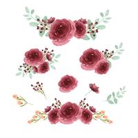 Acuarela ramos florales pintados a mano exuberantes flores llustration estilo vintage acuarela aislado sobre fondo blanco. Diseño de decoración para la tarjeta, guardar la fecha, tarjetas de invitación de boda, cartel, banner