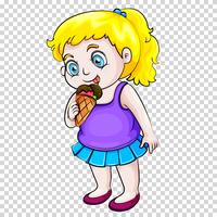 Cute girl eating icecream on transparent background vector