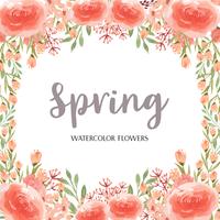 Watercolor florals with text frame border, lush flowers aquarelle hand painted isolated on white background. Design flowers decor for card, save the date, wedding invitation cards, poster, banner.