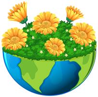 World with yellow flowers in garden vector