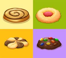 Four types of cookies vector