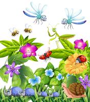 Many insects flying in garden vector