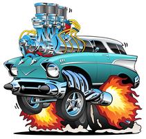 Classic Fifties Hot Rod Muscle Car Cartoon Vector Illustration