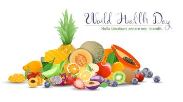 Fruits collection for world health day. vector