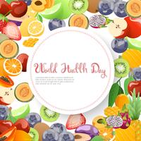 Recolección de frutas para el día mundial de la salud. vector