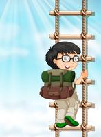 Boy climbing up the ladder vector