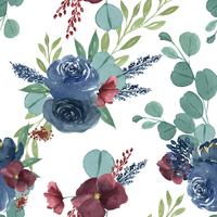 Modele la materia textil enorme floral inconsútil del vintage del estilo de la acuarela, acuarela de las flores aislada en el fondo blanco. Diseño de flores decoración para tarjeta, guardar la fecha, tarjetas de invitación de boda, cartel, banner. vector