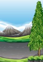 Scene with mountains and field vector