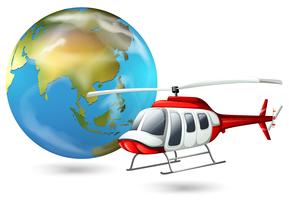 A helicopter and a globe vector