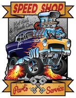 Speed Shop Hot Rod Muscle Car Parts and Service Vintage Garage Sign Vector