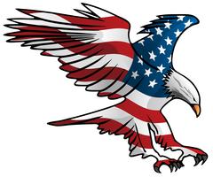 Patriotic Flying American Flag Eagle Vector Illustration