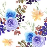 Modele la materia textil enorme floral inconsútil del vintage del estilo de la acuarela, acuarela de las flores aislada en el fondo blanco. Diseño de flores decoración para tarjeta, guardar la fecha, tarjetas de invitación de boda, cartel, banner. vector