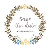 Wreaths watercolor flowers hand painted with text  frame border, lush florals aquarelle isolated on white background. Design decor for card, save the date, wedding invitation cards, poster, banner. vector