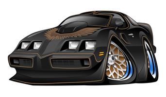 Classic American Black Muscle Car Cartoon Illustration vector