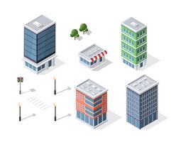 Conjunto de modernos edificios isométricos. vector