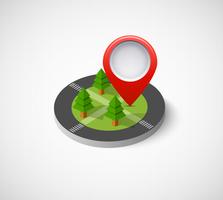 Isometric pin icon on the navigation map vector