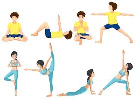 Different yoga poses vector