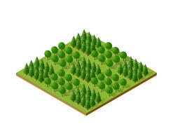 Elementos de la naturaleza isométrica 3d árboles bosque camping vector