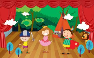 kids on a stage on a beautiful background vector