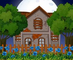Old brick house at night time vector