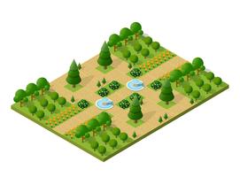 Isometric 3d trees forest camping nature elements vector