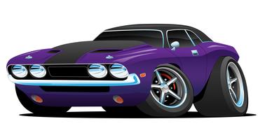 Classic American Muscle Car Cartoon Vector Illustration