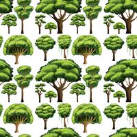 Seamless background design with different types of trees vector