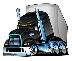 Semi Truck with Trailer Cartoon Vector Illustration