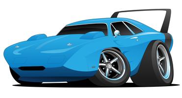 Classic American Muscle Car Hot Rod Cartoon Vector Illustration
