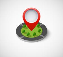 Isometric pin icon on the navigation map vector