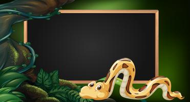 Blackboard with snake in jungle as background vector