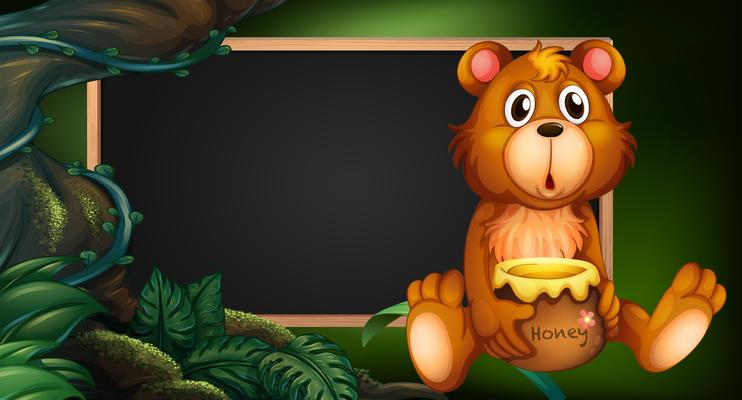 Board design with bear in forest