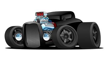 Ilustración vectorial de dibujos animados hot rod vintage coupe coche personalizado