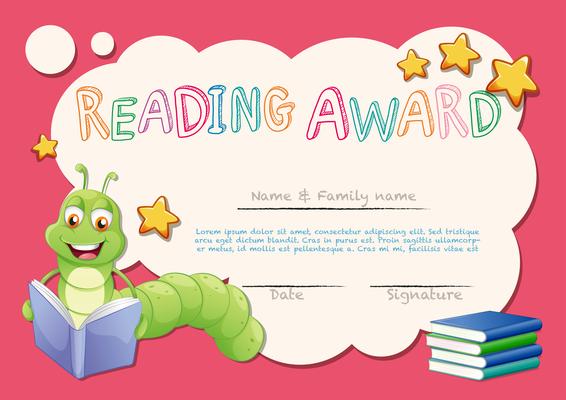 Certificate template for reading award