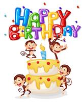 Monkey happy birthday card vector