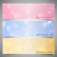 Collection of banners with bokeh lights designs vector