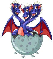 Three headed dragon in grey egg vector