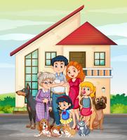 Family member in front of house vector