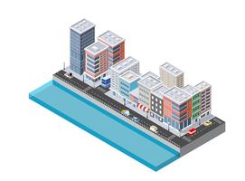 Isometric illustration of the modern city. Dimensional vector