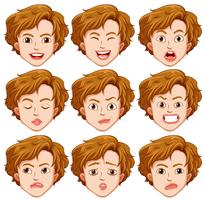 Set of young man facial expression vector